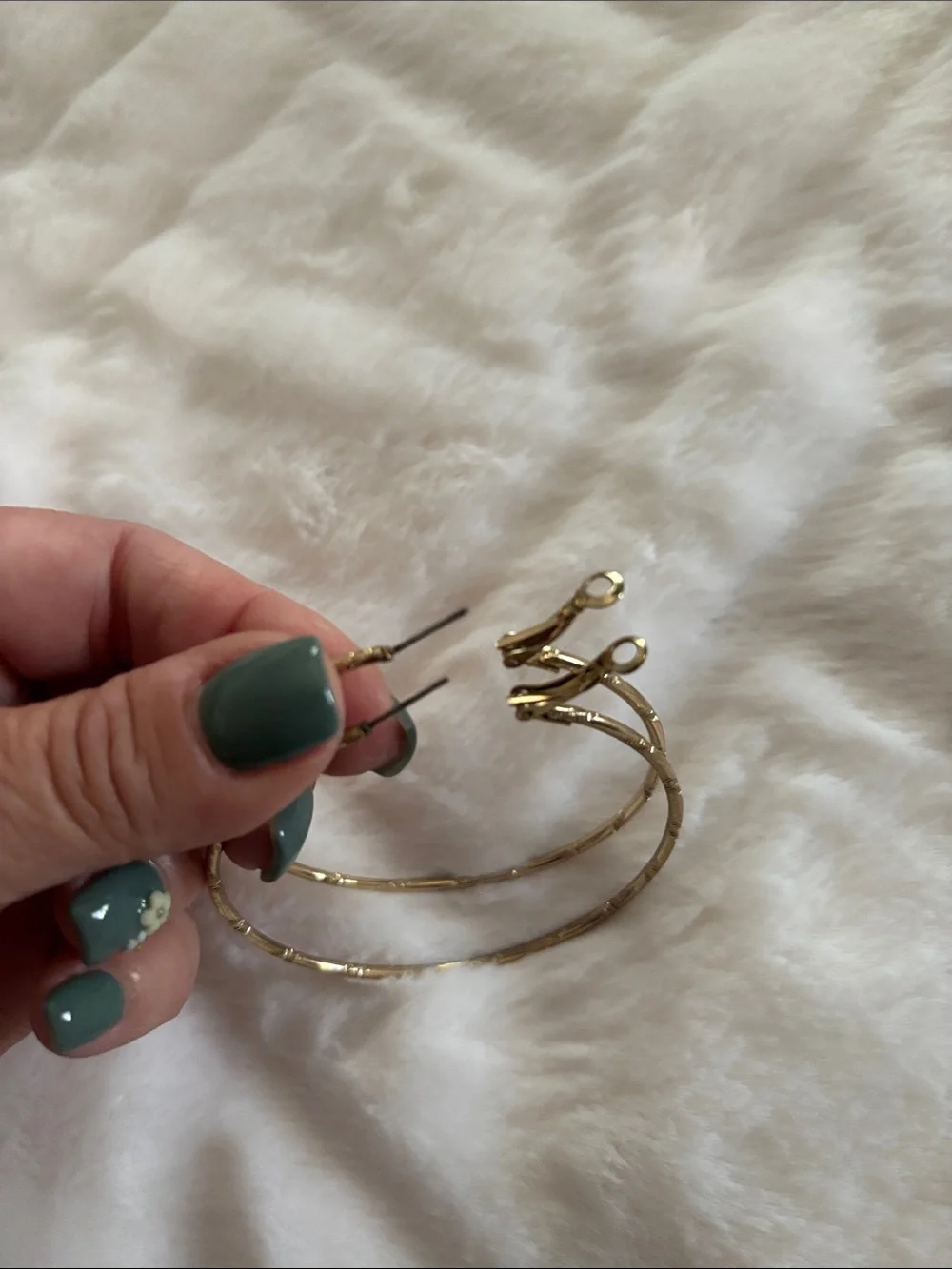 Gold and Silver Textured Hoop Earrings - Women's Fashion Jewelry